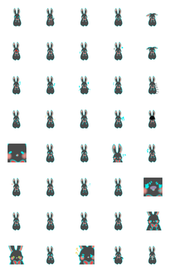 [LINE絵文字]CUTE black rabbitの画像一覧