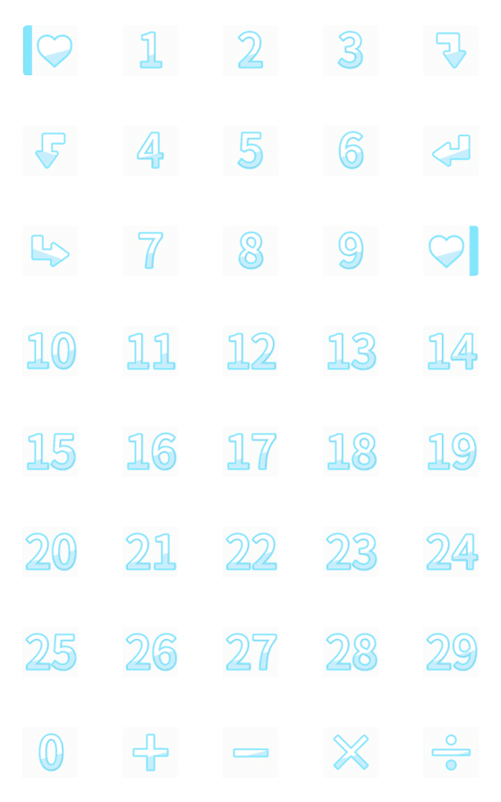 [LINE絵文字]Easy Stickers for Number 02[Blue][0-29]の画像一覧
