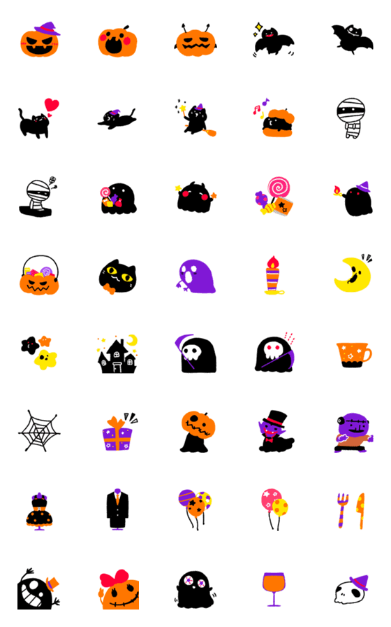 [LINE絵文字]ネオンでかわいい！ハロウィン絵文字の画像一覧