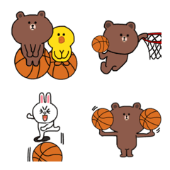 [LINE絵文字] BROWN ＆ FRIENDS バスケットボール絵文字♡の画像