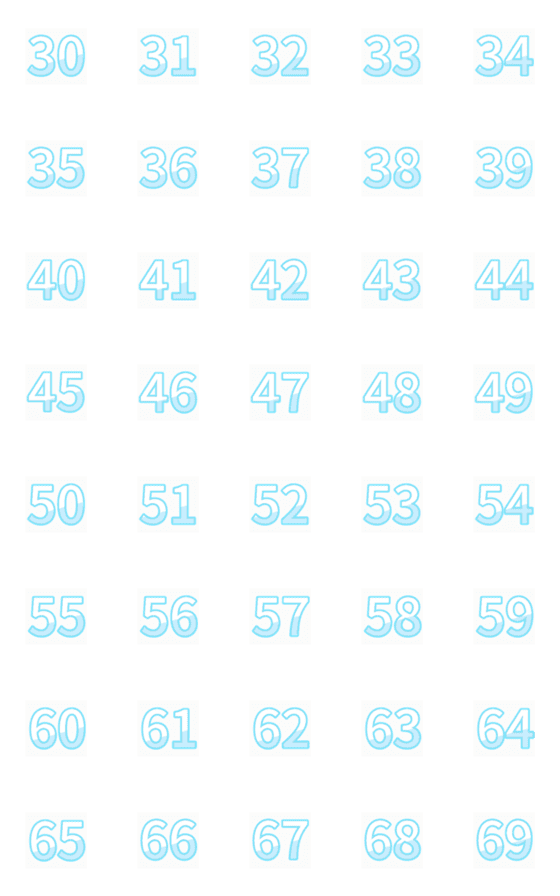 [LINE絵文字]Easy Stickers for Number 02[Blue][30-69]の画像一覧