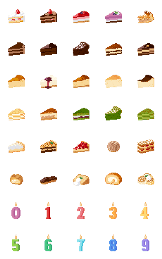 [LINE絵文字]ドット絵 ケーキ絵文字の画像一覧