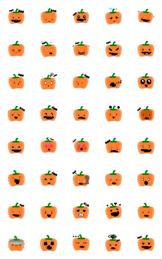 [LINE絵文字]Cute Pumpkin Emojiの画像一覧