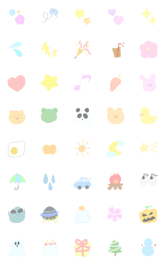 [LINE絵文字]Various pastel colored emojiの画像一覧