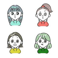 [LINE絵文字] 丸顔女子たちの画像