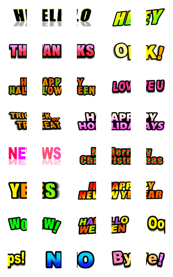 [LINE絵文字]つなげて★アメコミ風文字 秋冬の挨拶の画像一覧