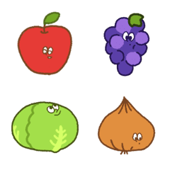 なんだかあつまってるフルーツと野菜の絵文字メイン画像