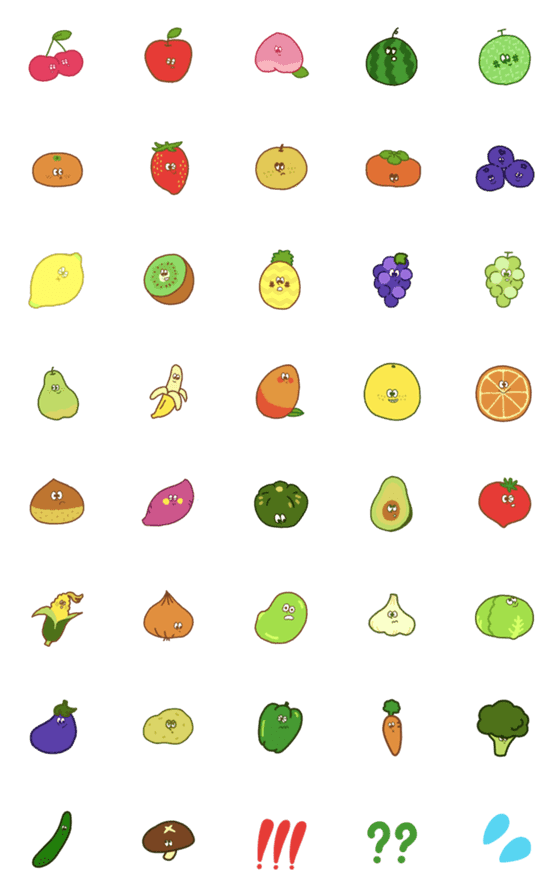 [LINE絵文字]なんだかあつまってるフルーツと野菜の画像一覧