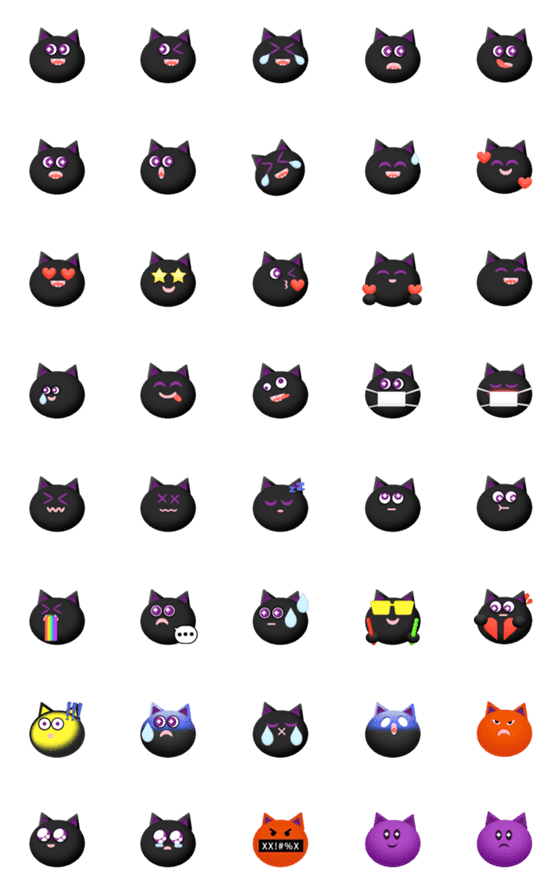 [LINE絵文字]Hi Black Cat emojiの画像一覧