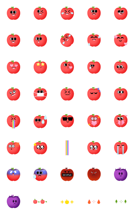[LINE絵文字]Hi apple Animation emojiの画像一覧