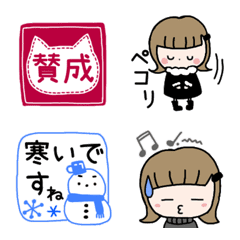 [LINE絵文字] 和みGIRLと動物たち。大人もOK冬絵文字の画像