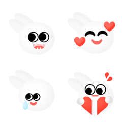 [LINE絵文字] Hi White Rabbit Animation emojiの画像