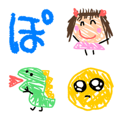 [LINE絵文字] 動く▷こどものクレヨン絵日記の画像