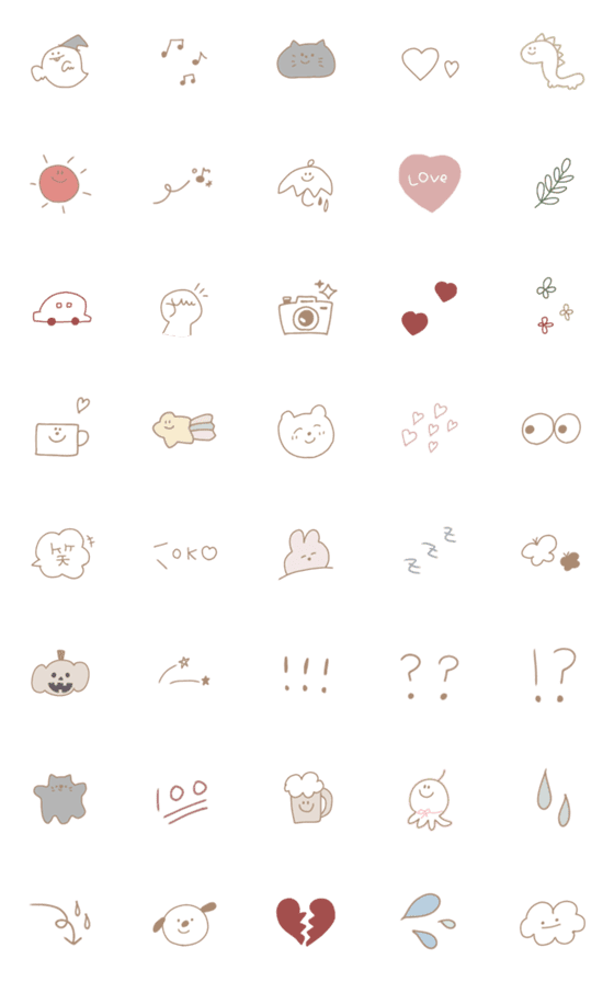 [LINE絵文字]パステルカラー 絵文字.の画像一覧