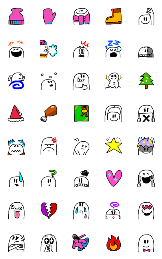 [LINE絵文字]KAWAII 冬 Emojiの画像一覧