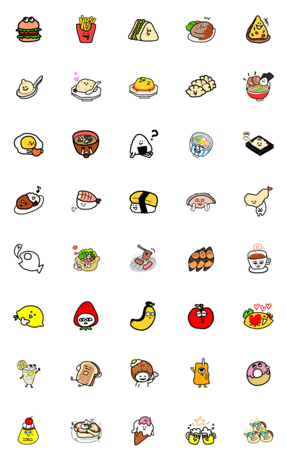 [LINE絵文字]かわいい食べものたち【修正版】の画像一覧