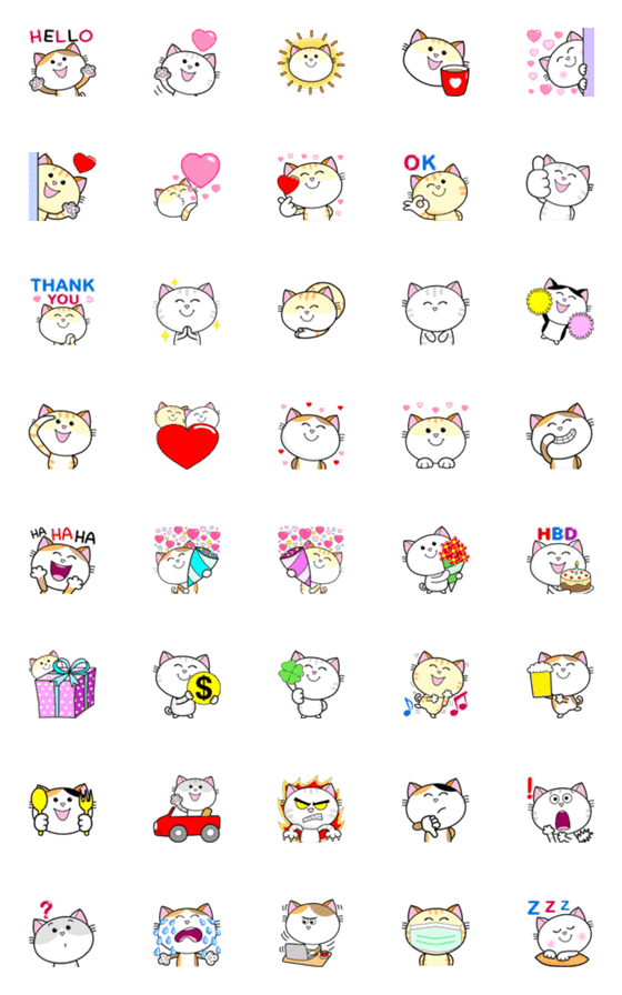 [LINE絵文字]Emoji Cool Happy Cats for Everydayの画像一覧
