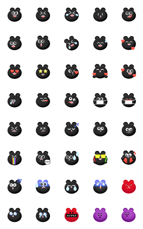 [LINE絵文字]Hi Black Bear emojiの画像一覧