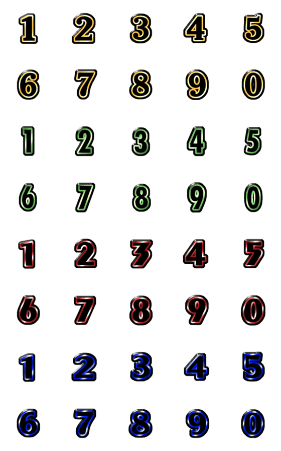 [LINE絵文字]Number classic gold emoji 2の画像一覧
