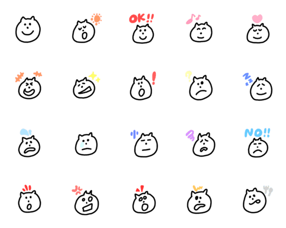 [LINE絵文字]シンプル かわいい ねこ にゃんこの画像一覧