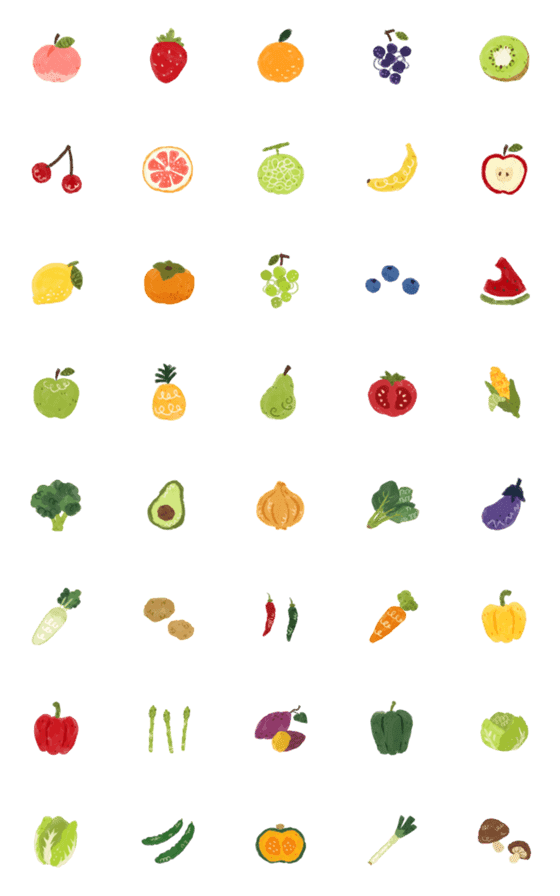 [LINE絵文字]アートなフルーツと野菜 【修正版】の画像一覧