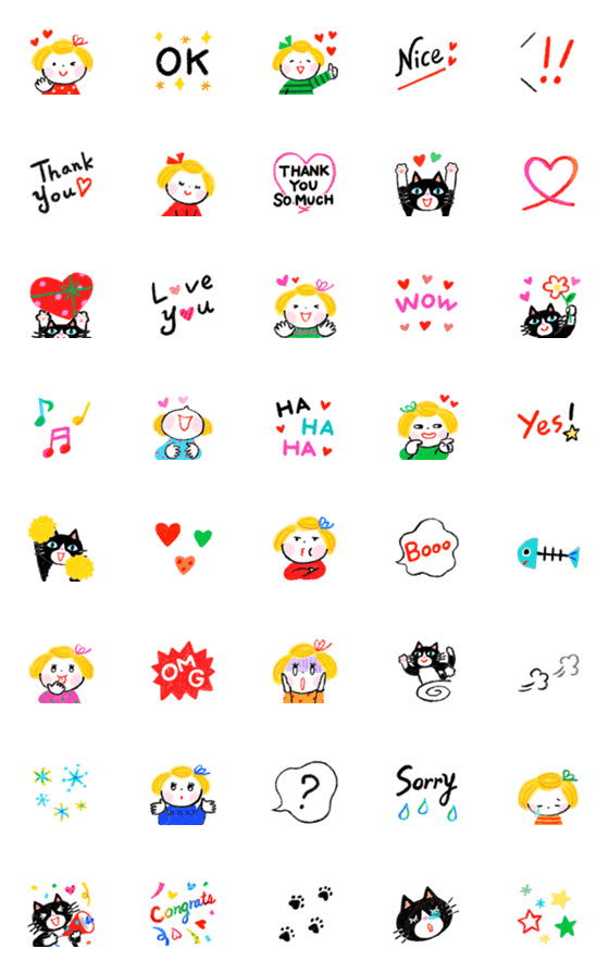 [LINE絵文字]動く♪ ハイ！ハッピーガール！絵文字の画像一覧