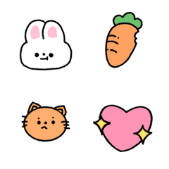little rabbit and cat : emojiの絵文字メイン画像