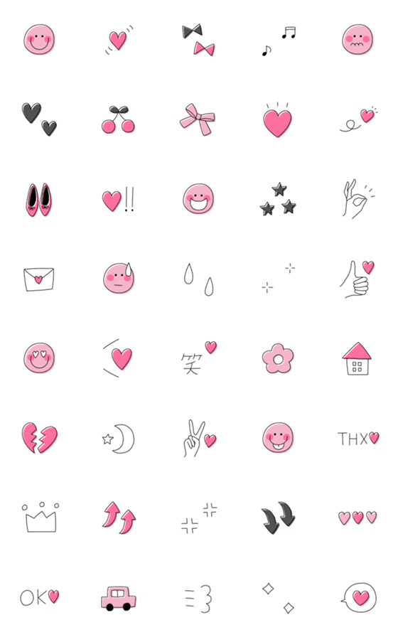 [LINE絵文字]pink×black♡絵文字の画像一覧