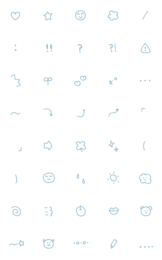 [LINE絵文字]水色ゆるふわ手書き絵文字の画像一覧