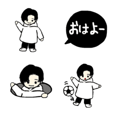 [LINE絵文字] テクノカット男子と黒吹き出しの画像