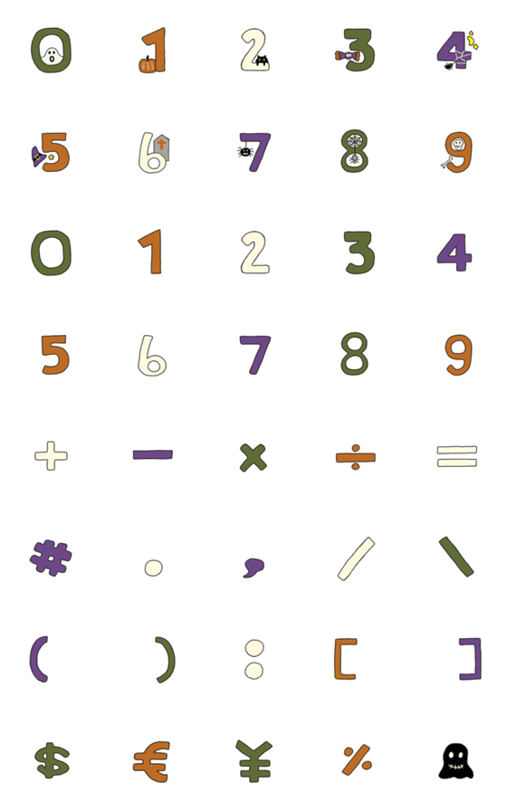 [LINE絵文字]Numbers Halloweenの画像一覧