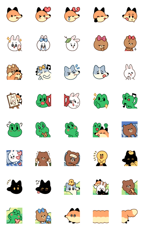 [LINE絵文字]FOXES ＆ BROWN ＆ FRIENDSの画像一覧