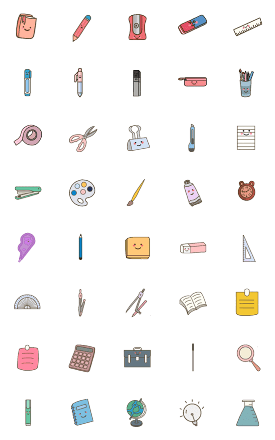 [LINE絵文字]cute school suppliesの画像一覧