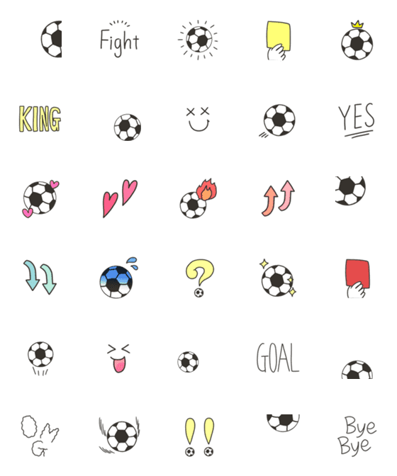 [LINE絵文字]サッカーボール★ゆるかわ線画の画像一覧