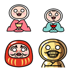 [LINE絵文字] 動く！しろめちゃん絵文字 あけおめ復刻版の画像