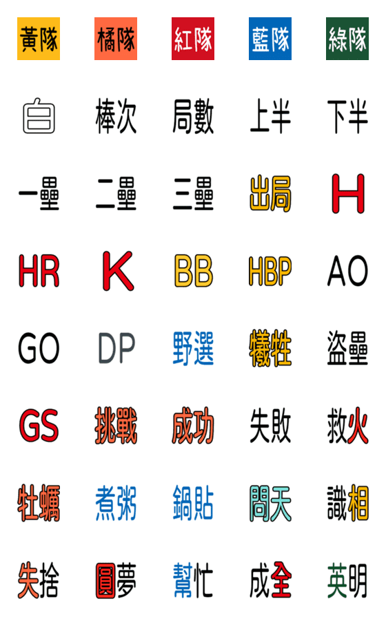 [LINE絵文字]Baseball term, used to live(II).revの画像一覧