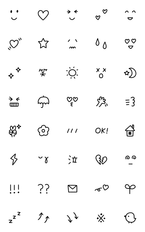 [LINE絵文字]手書きモノクロ絵文字の画像一覧