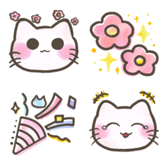 [LINE絵文字] かわいい白猫絵文字の画像