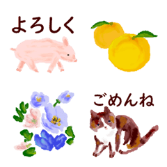 [LINE絵文字] 普段使いのやさしい油彩 【絵文字版】の画像