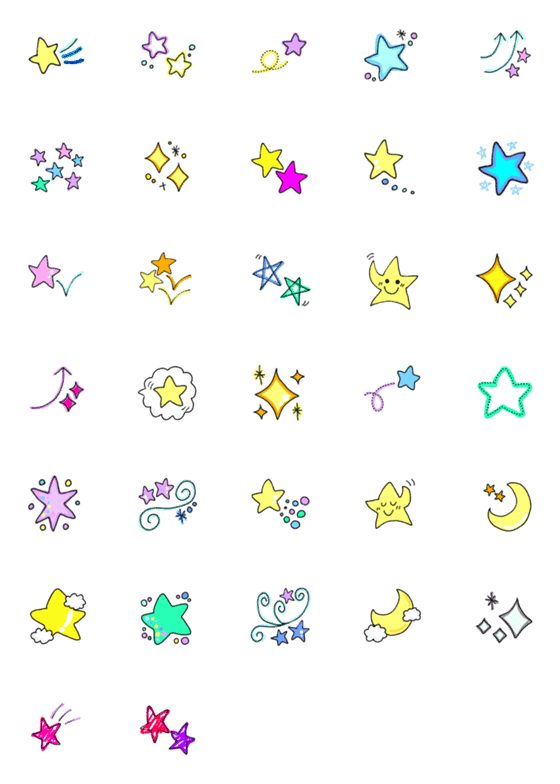 [LINE絵文字]mekabuの星＆キラキラの画像一覧