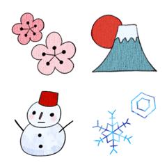 [LINE絵文字] 【和風】クリスマス・年末年始・冬の絵文字の画像