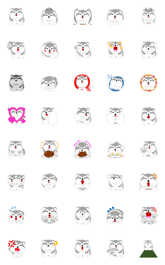 [LINE絵文字]マラミュートまるみゅの絵文字の画像一覧