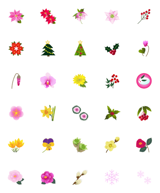 [LINE絵文字]冬の花たちの画像一覧