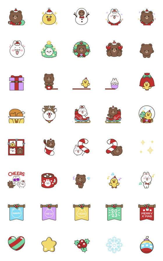 [LINE絵文字]BROWN ＆ Happy New Year (EMOJI)の画像一覧
