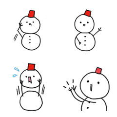 [LINE絵文字] 赤いバケツのかわいい雪だるま絵文字の画像