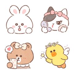 [LINE絵文字] やさしい色合いのLINE FRIENDS♩の画像