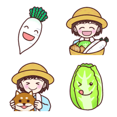 [LINE絵文字] 農業女子と柴わんこ(秋野菜・冬野菜)2の画像