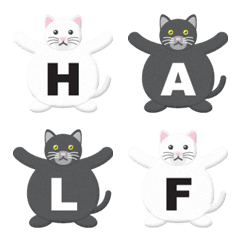 [LINE絵文字] つながる 白黒ぽっちゃり猫 アルファベットの画像