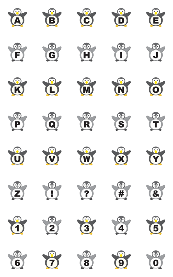 [LINE絵文字]つながる ペンギン親子 アルファベットの画像一覧