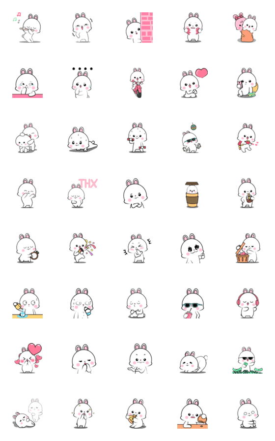 [LINE絵文字]Lovely Rabbit 4 : Animated emojiの画像一覧
